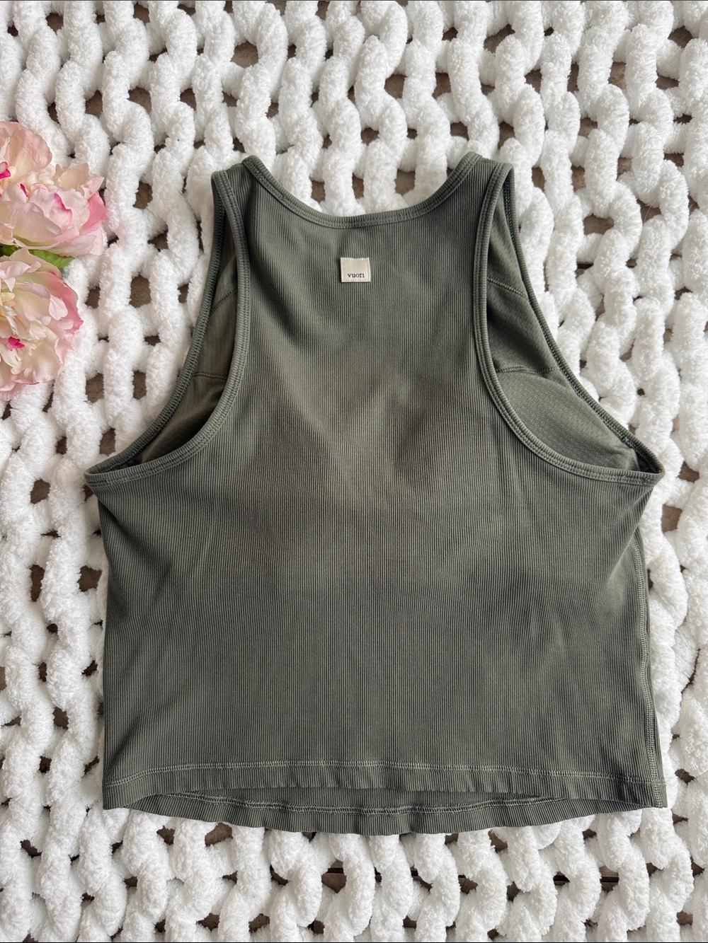 Vuori Pose Ribbed Tank Green Size L - Picture 4 of 5
